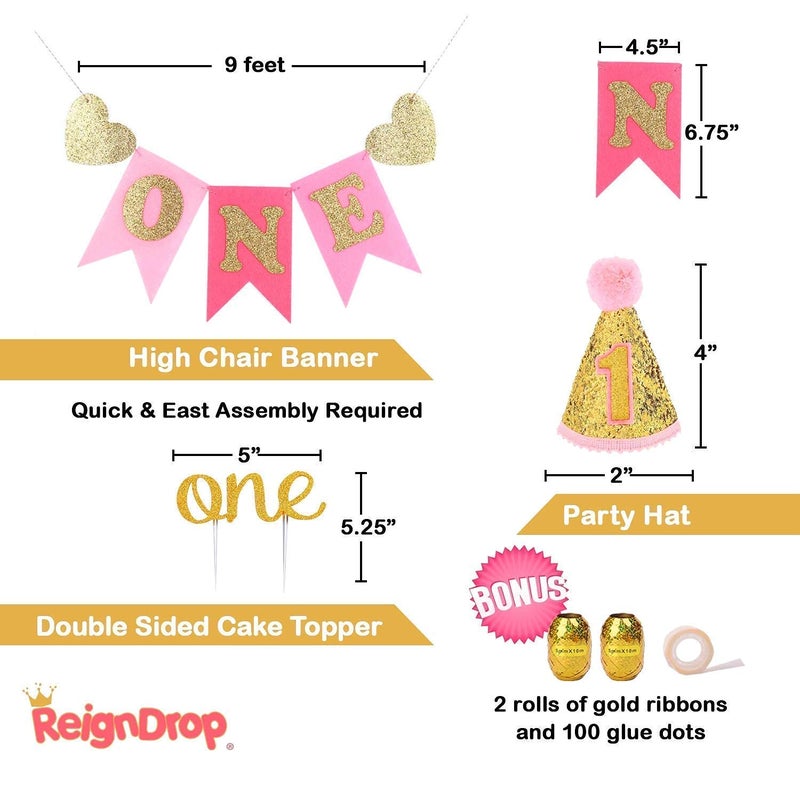 ReignDropBaby 1st Birthday Girl Decorations and Party Supplies 139 Pcs - First Birthday Banners, Balloons, 12 Months Milestones - Image 5